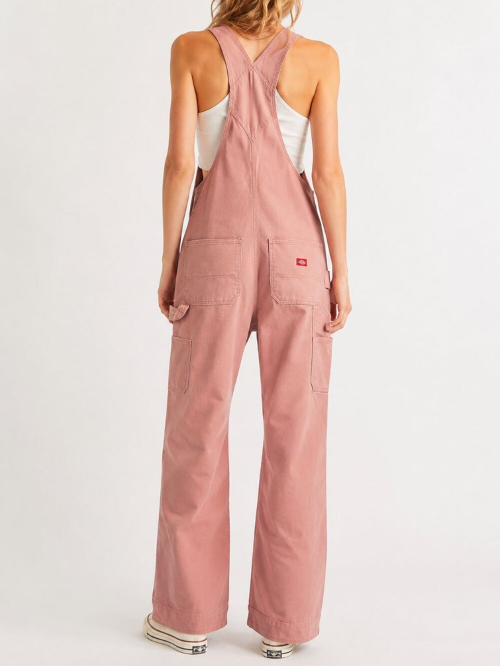 Dickies Women's Bib Overalls Small Dusty Rose Pink Relaxed Fit Straight Leg NWT